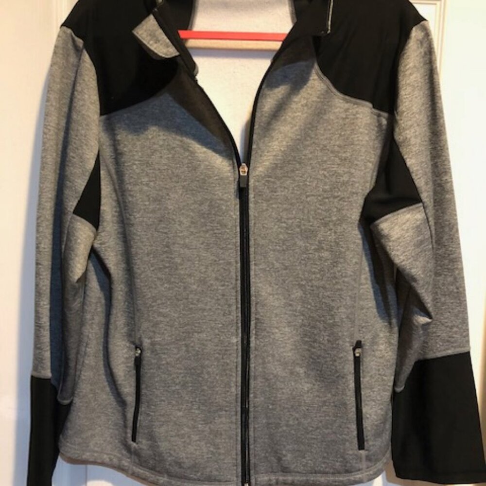 Womens Golf / Athletic Full Zip Jacket – No Hood Gray & Black Wm Large
